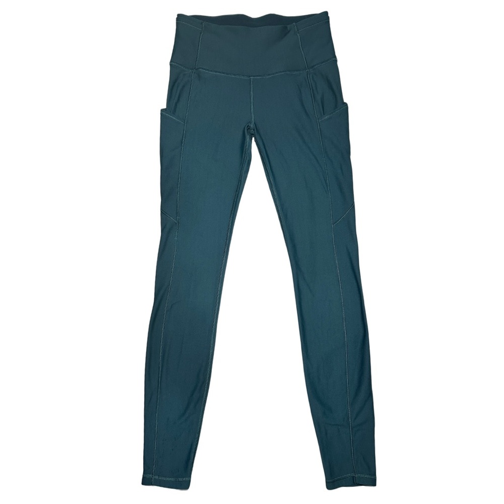 Lululemon Fast and Free Fleece Ligned Leggings Teal Blue Size 6 - Picture 13 of 16